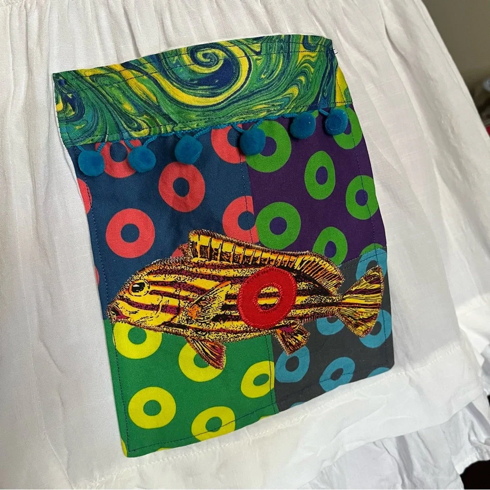 FLUFFHEAD mini dress pocket fishman donuts PHISH upcycled patchwork ⭕️🌈shakedown - Picture 2 of 15